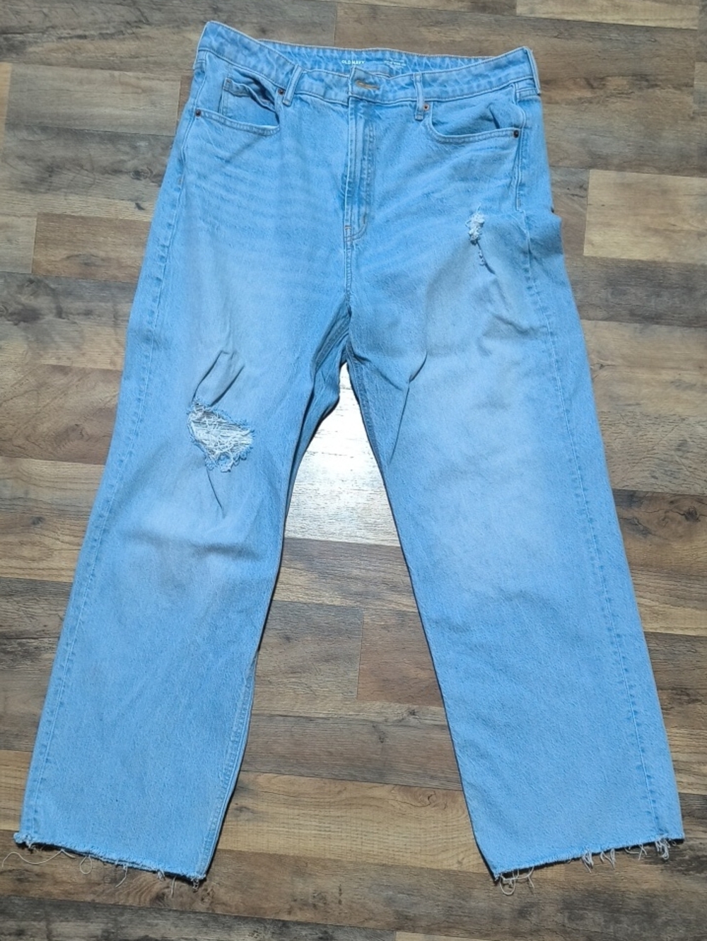 Old Navy Light Blue Boyfriend Jeans with Distressed Knees